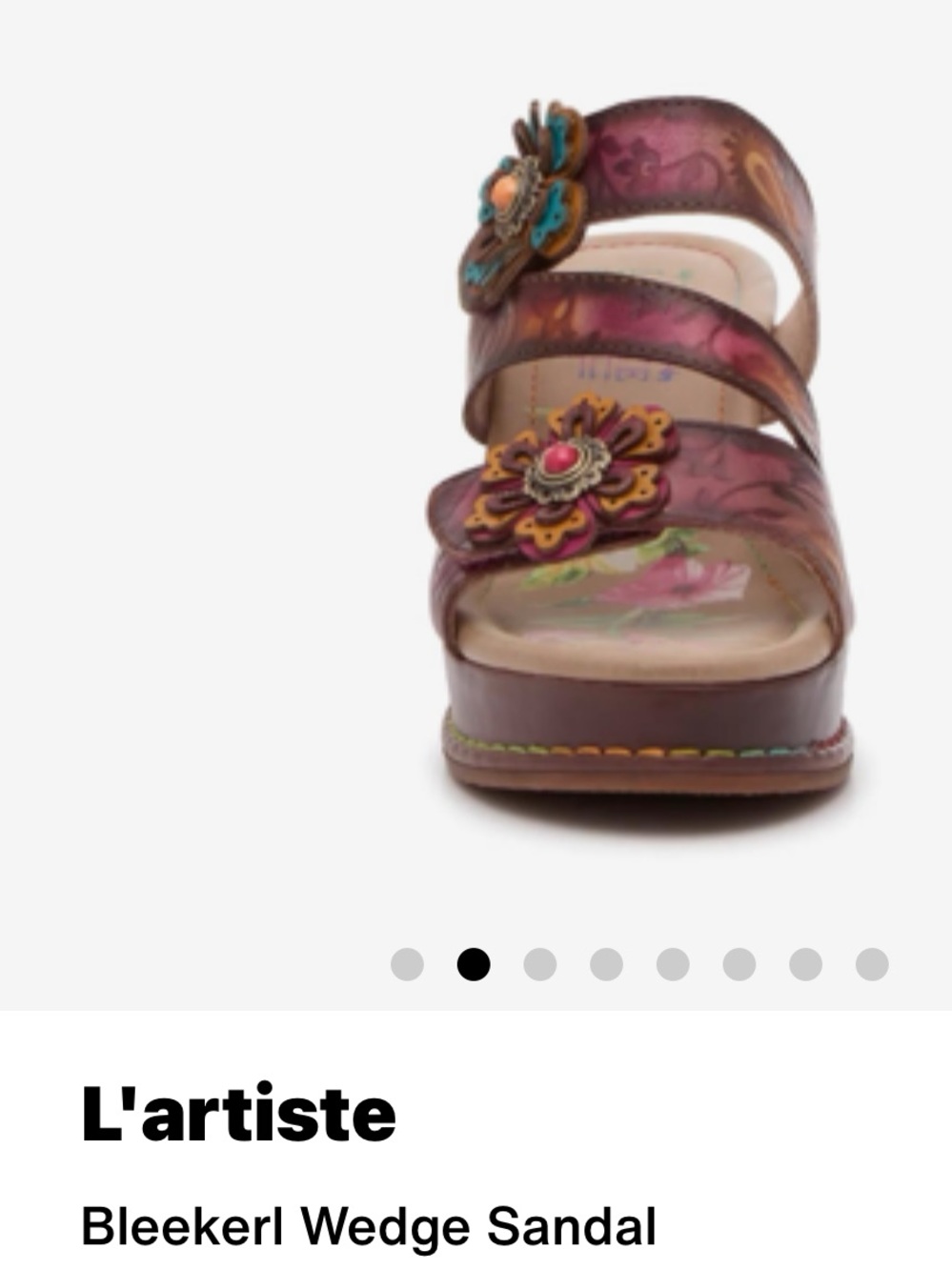 L'ATISTE Multicolor Floral Leather Wedge Sandal WORN ONCE - Picture 2 of 10